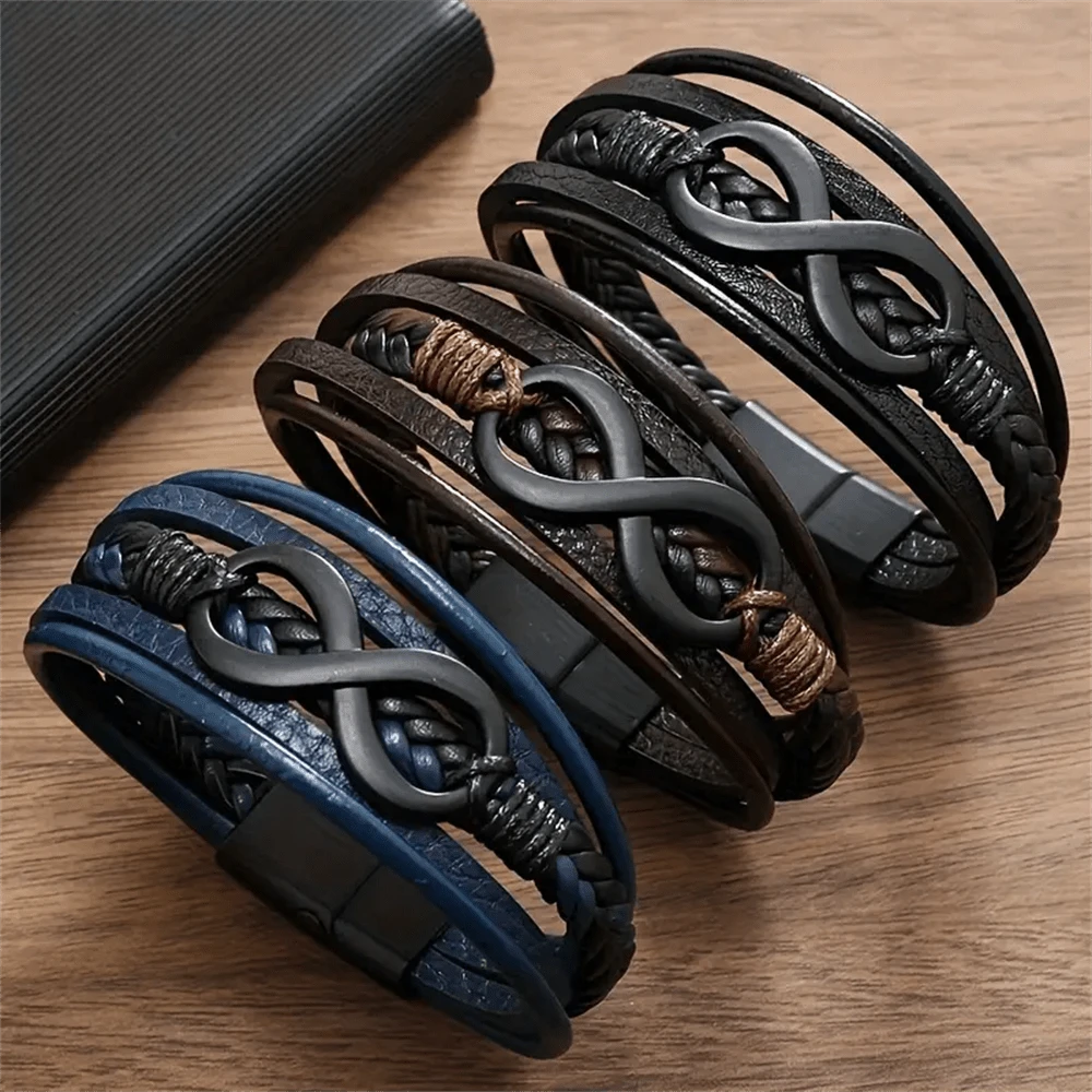 8pcs Alloy Magnetic Clasp Braided Multilayer Bracelet