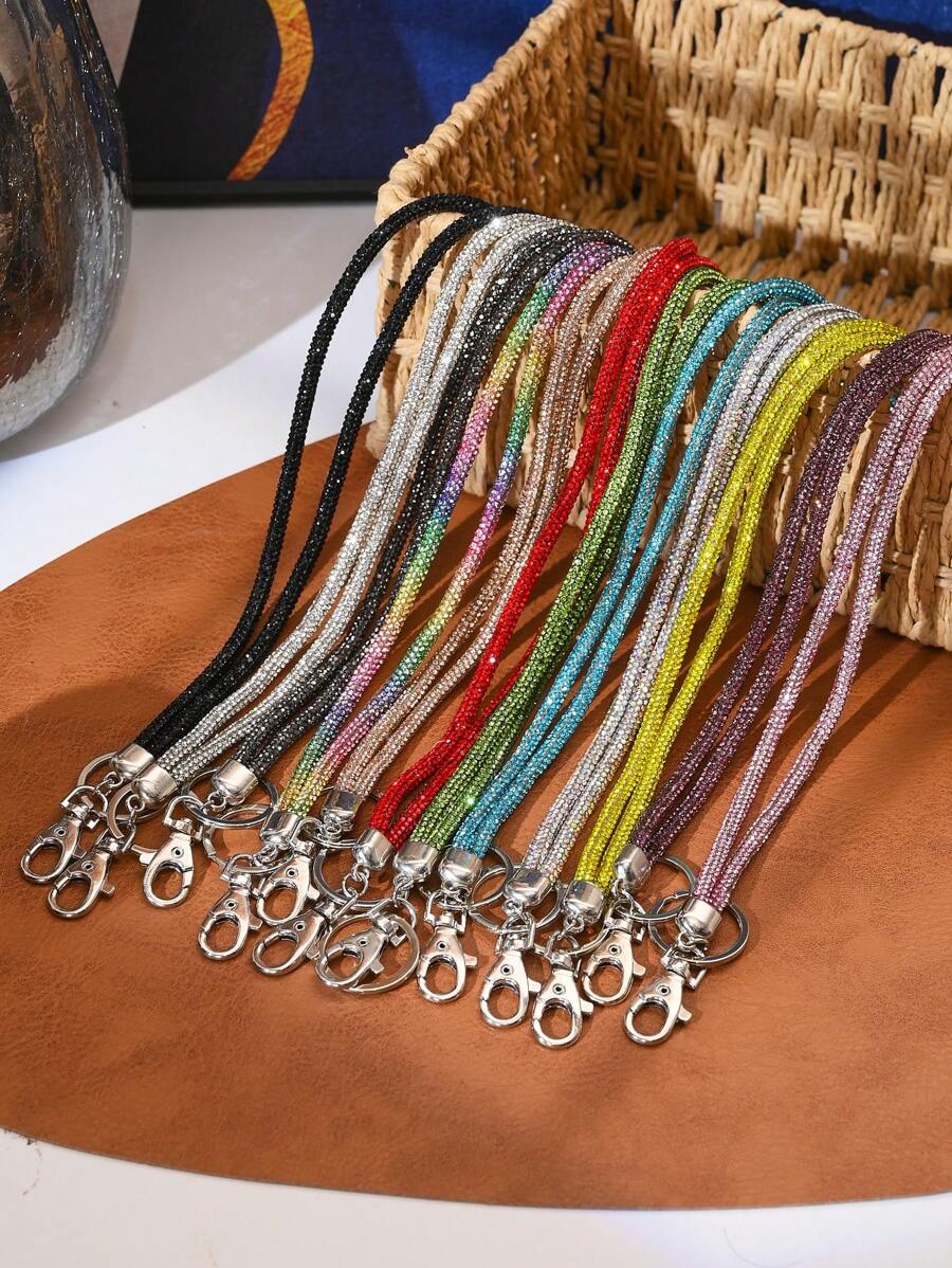 1pc Multi-Color Fashion Rhinestone Decorated Long Phone Lanyard, Keychain, Bag Pendant, Suitable As Valentine's Gift For Lovers, Friends, Compatible With All Phone Models Gifts For Mother, Family, Friends, Birthday, Holiday Phone Charm, Phone Chain