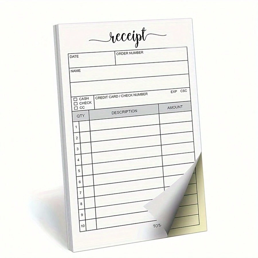 1pc/50pcs Order Book, Receipt Book, 3.5"X5.5" Handheld Carbonless Copy Order Form, Carbonless Copy Invoice Booklet, Cute And Convenient For Small Specialty Stores, Business Enterprise,School Supplies,Back To School