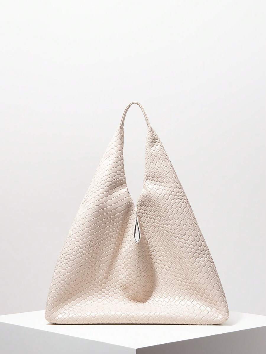 Vintage PU Woven Pattern Shoulder Bag, Large Capacity Tote Bag, Minimalist Underarm Bag, Big Handbag, Commuter Bag And Shopping Bag (Pattern Random)