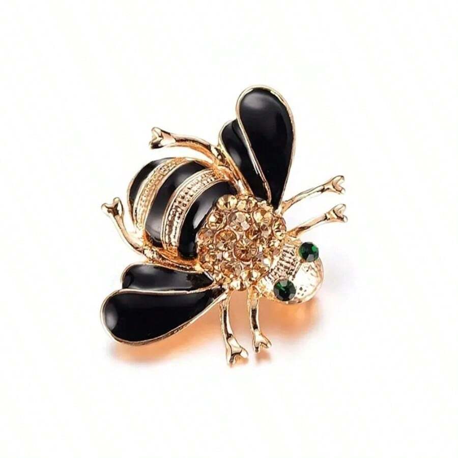 1pc Elegant Crystal Bee-Shape Brooch, Banquet Badge, Clothing Decoration For Women, Best Gift For Festivals Dress Accessories Pin For Clothes Bag Charm
