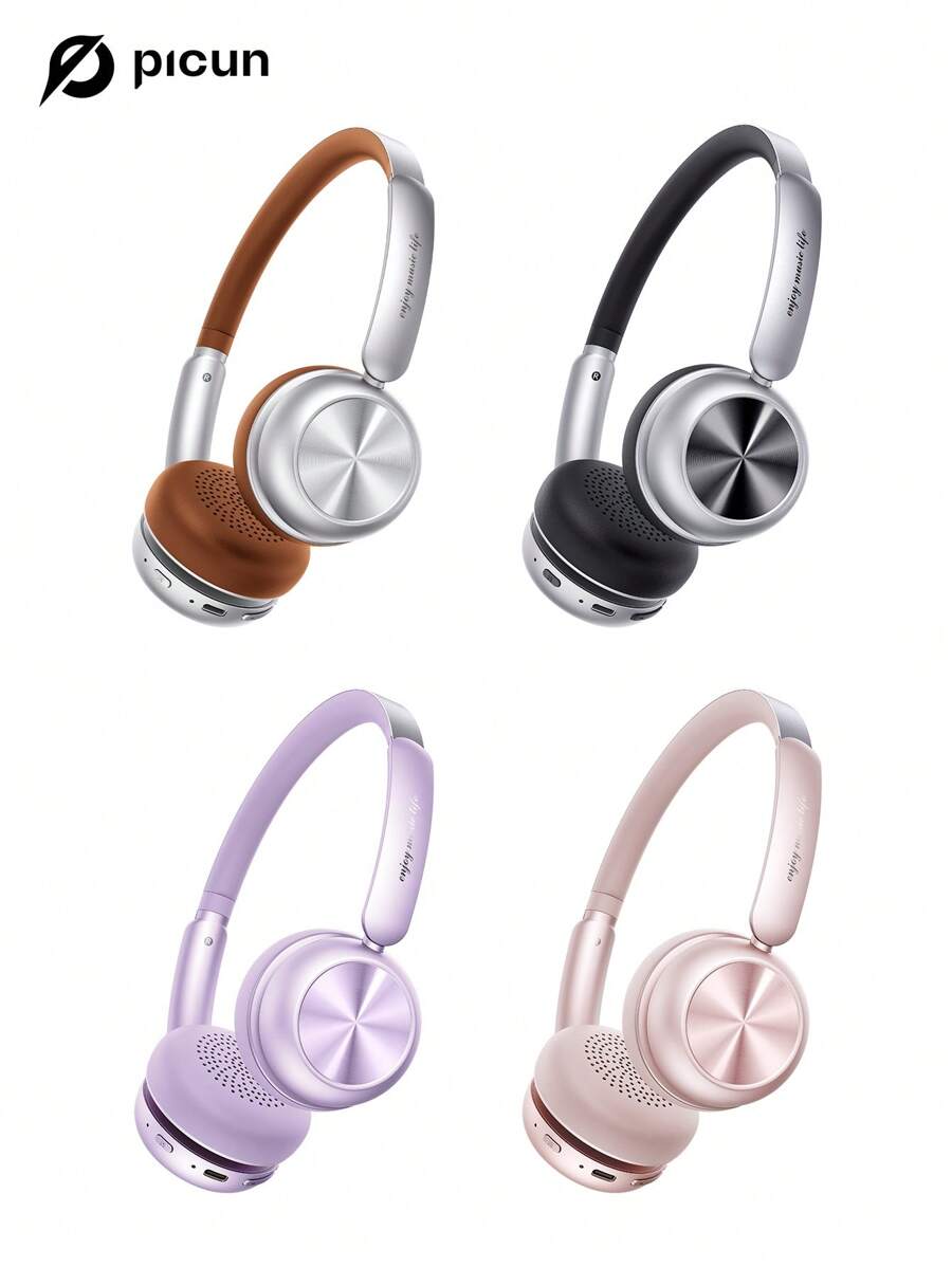 Picun Picun R2 Wireless Headphone, Wireless V5.4 For Stability & Speed Of Connection, Dual Connection, Smart App Control, Anti-Leakage Mode, Soft & Ergonomic Design, 100Hrs Long Battery Time, Stylish Vintage Appearance