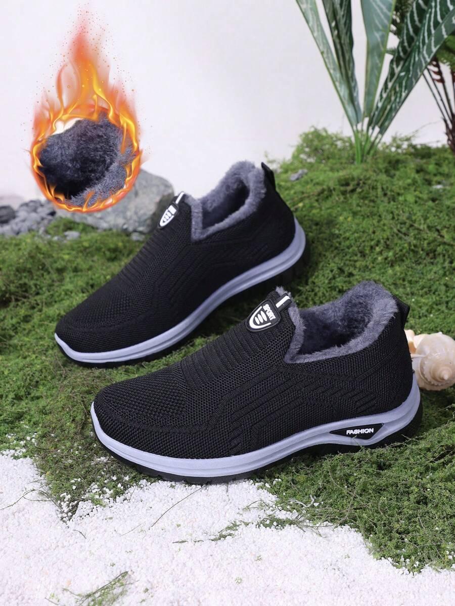 Scarpe sportive casual da donna oversize, nere, leggere, versatili, con fodera termica, da indossare facilmente per uso all'aperto