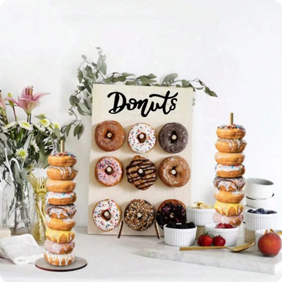 Soporte de madera para exhibir donas - Portador versátil de postres para fiestas y eventos, decoración del hogar elegante, decoraciones para baby shower, familia y regalos