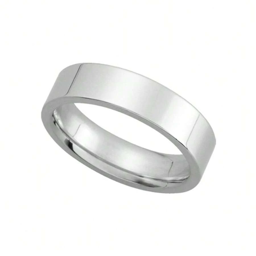The Black Bow 5mm Flat Comfort Fit Wedding Band In Platinum