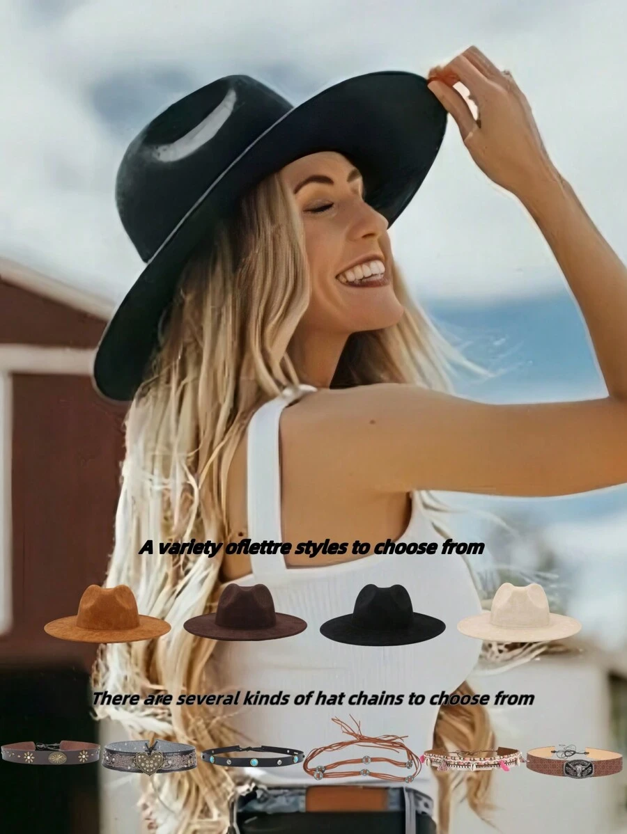 1pc zachte dameshoed, modieuze Britse stijl effen kleur platte pet, verschillende ketting- en riemdecoratiestijlen, geschikt voor bruiloft, vakantie, verjaardag, unisex, verstelbaar