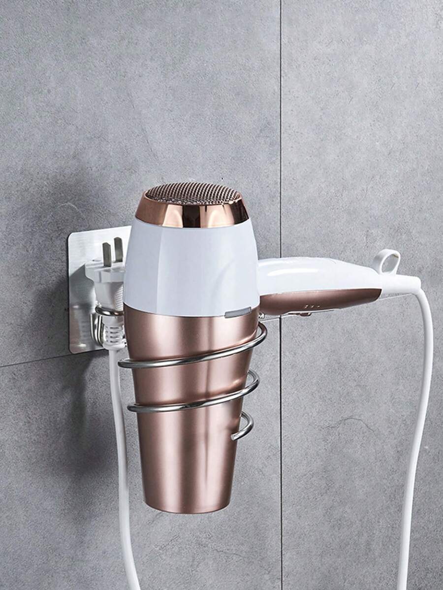 1pz Bagno Spirale Design Asciugacapelli Supporto Ventilatore Home Organizer Adesivo da parete Nail Free Nessuna traccia di adesivi Cura dei capelli Asciugatrice Rack di stoccaggio