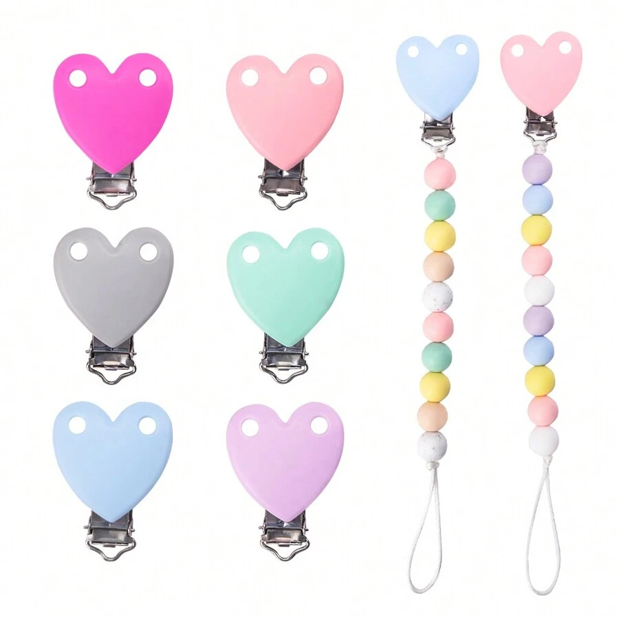 3/6pcs Fashion Decoration Heart-Shaped Silicone Fixing Clip 6 Color Random Set For Assembling Chains, Beads, Pendants, A Variety Of Handmade Accessories Home Decorative Supplies Valentines