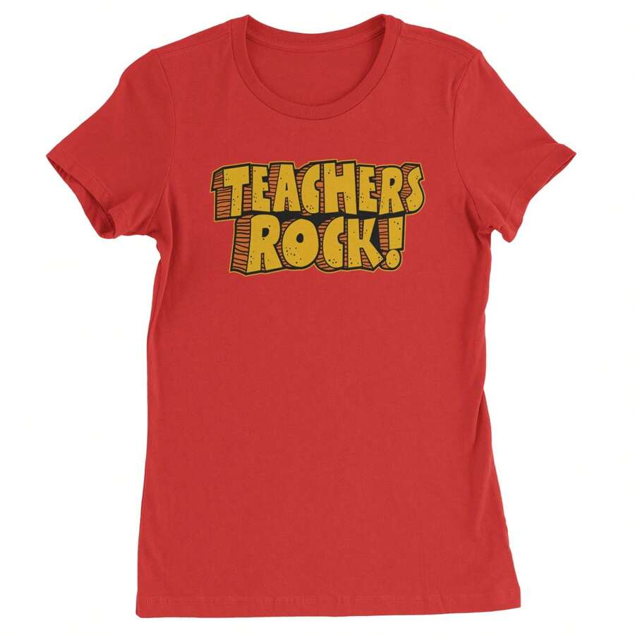 Expression Tees Teachers Rock Retro Womens T-Shirt
