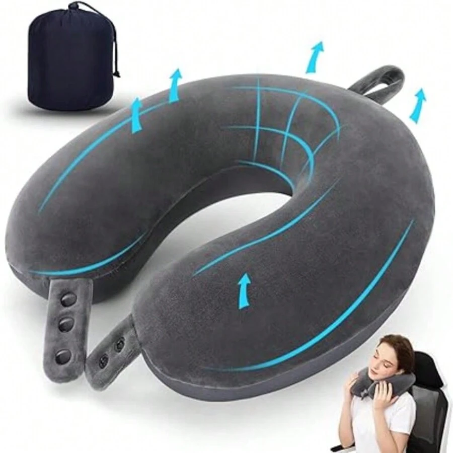 Reise-Nackenkissen, bestes Memory-Foam-Flugzeugkissen für die Kopfstütze, weiches verstellbares Kissen für Flugzeug, Auto und Zuhause