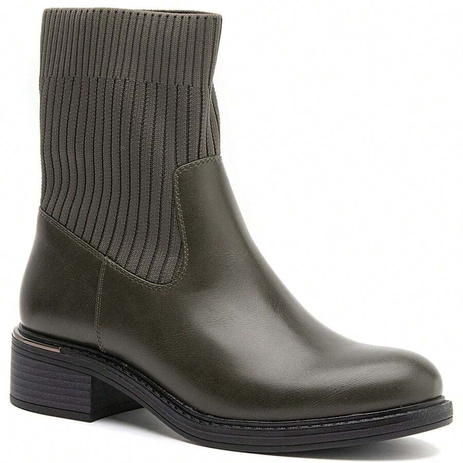 Bottines avec tige élastique côtelée - Confort moderne et style minimaliste