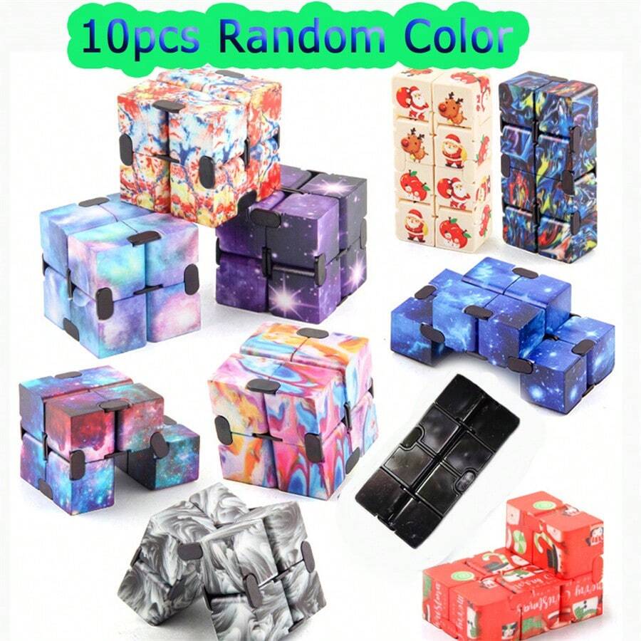 Set da 3-10 pezzi Cubo magico pieghevole casuale a motivi spaziali, puzzle a 2 strati a taschino