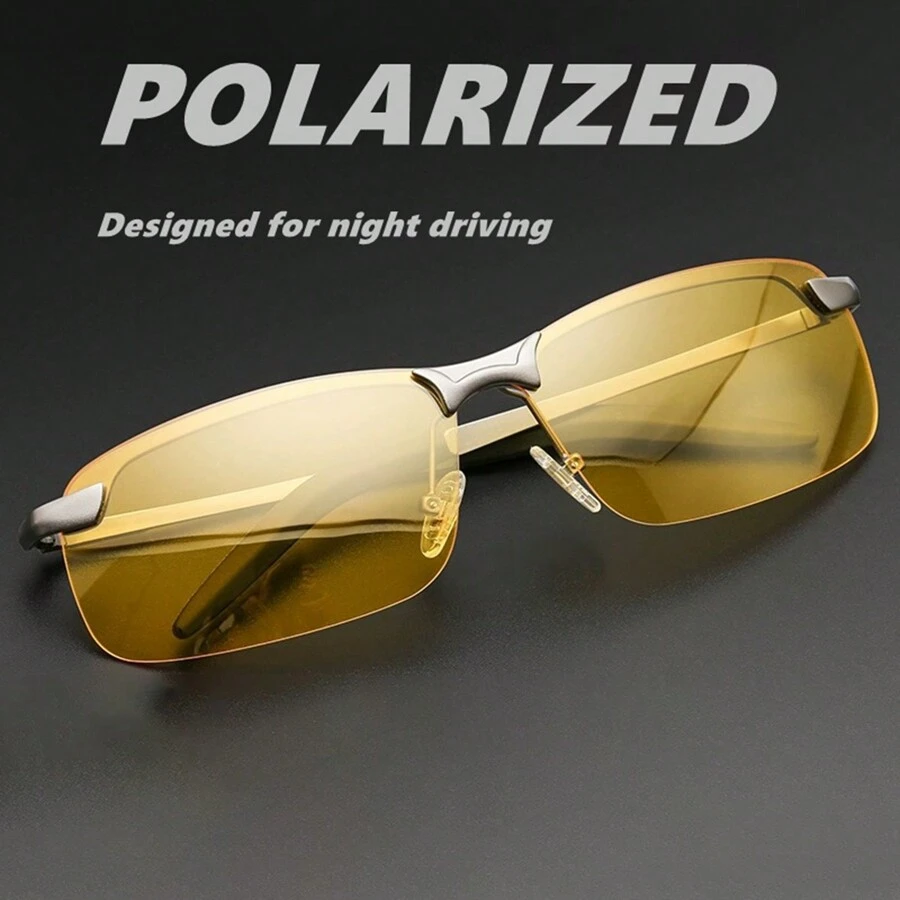 Yellow Polarized Night Vision Glasses, Unisex Driving Glasses At Night, Photochromic Lenses For Day And Night Use, Can Be Used As Fashion Glasses In Daytime Beach Accessories Glasses Shades For Summer Beach Vacation,Outdoor,Travel