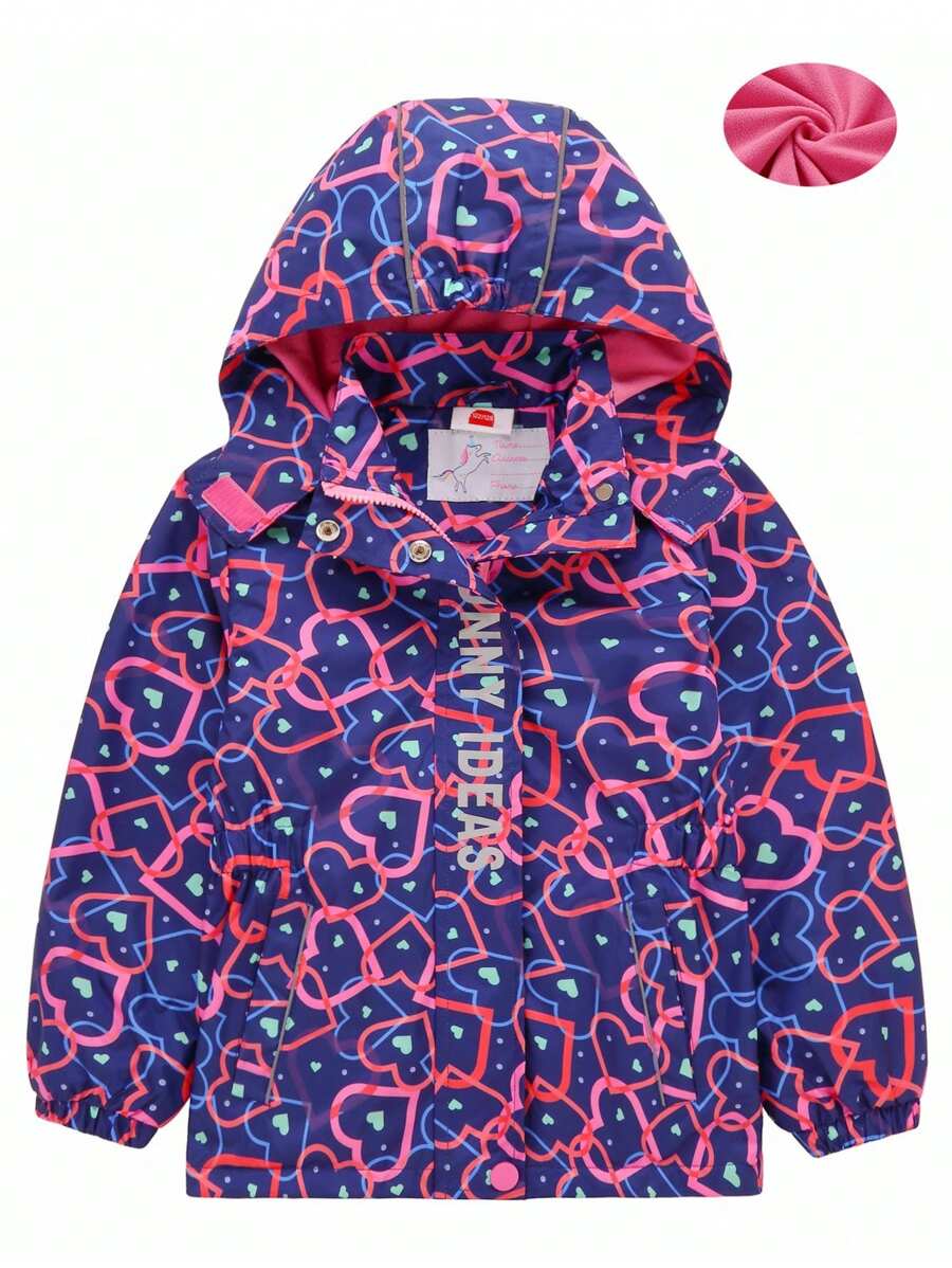 1 Stück Mädchen Outdoorjacke für Herbst und Winter, Jacke für Kleine Mädchen - wasserdicht, leichtgewichtig, mit Kapuze, dick und warm, thermisch gefüttert, Windjacke mit Kapuze für Outdoor-Aktivitäten