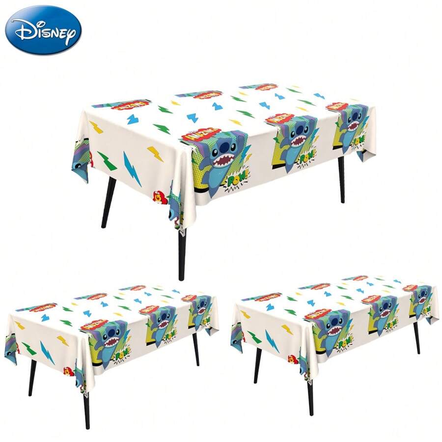 Disney 3pcs Per Pack Officially Licensed Stitch Party Tablecloth Birthday Weddings Banquets Tables Favors Christmas Halloween Party Table Covers Restaurants Rectangular Tables Decoration Supplies
