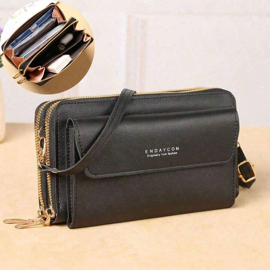 Billetera grande con cremallera doble, bolso diagonal para teléfono móvil, bolso lateral para teléfono, bolso de mano portátil, bolso cruzado, embrague, estuche para teléfono celular, ligero, moderno, de negocios, para tarjetas de crédito/ID, efectivo, teléfono, billetera, negocios casuales, regalos del Día del Maestro, trabajo, viajes, vacaciones, aniversario, cumpleaños, San Valentín, para damas, trabajadores de cuello blanco, billetera, bolso para teléfono para mujer