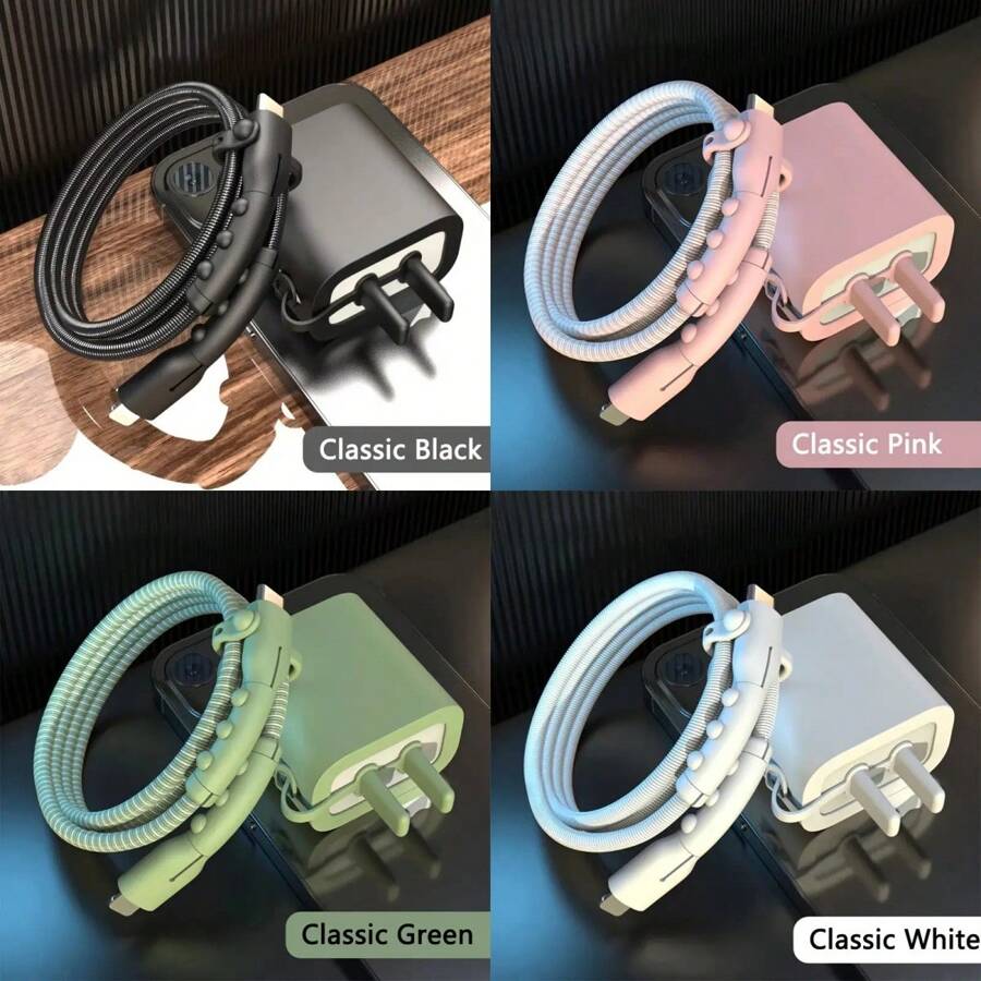 5pcs Charger Protector Cases, Practical Dust-Proof Silicone Anti-Breaking Bend Cable Charging Protector Suits Compatible With Apple 18W & 20W Series, Silicone Charger Cover Cable Protector