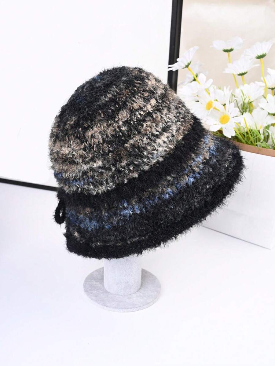1pc Women's Fashionable Warm Bucket Hat, Fleece Hat, Suitable For Autumn/Winter Outings, Dates And Other Occasions