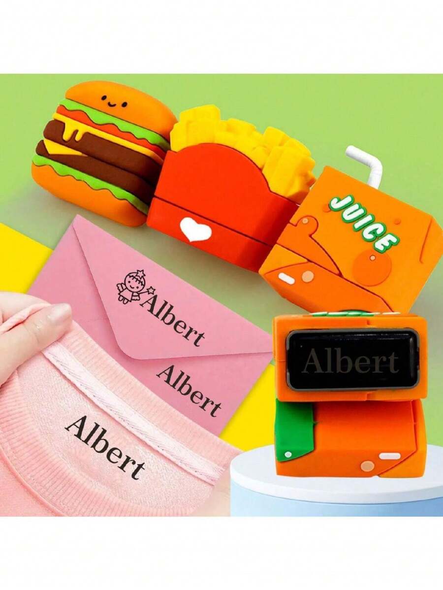 Tampon personnalisé avec le nom des enfants, sceau imperméable pour vêtements, tampons encreurs mignons pour aliments personnalisés, décorations et cadeaux pour les douches de bébé, la famille, les cadeaux de Noël, la rentrée scolaire, les cadeaux de Saint-Valentin pour garçon et fille