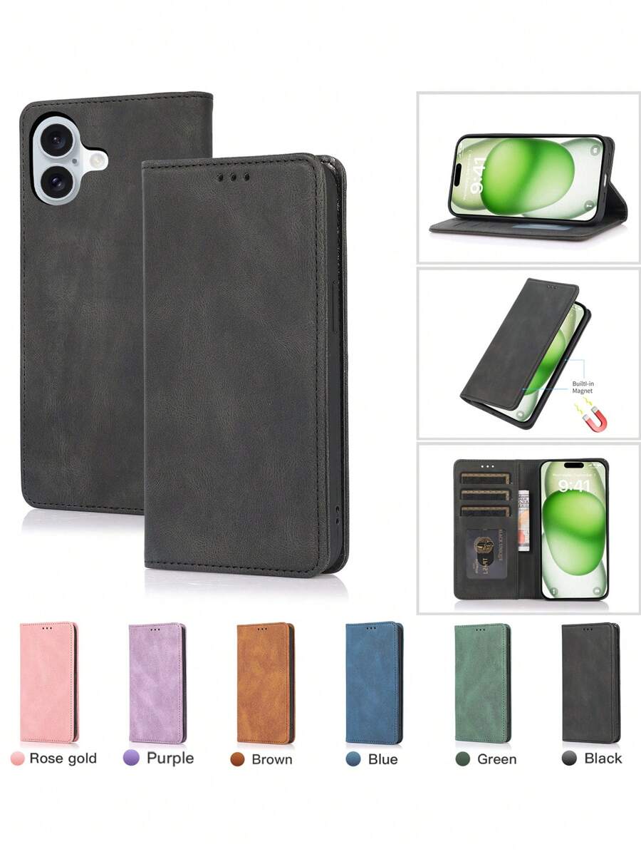 Telefoonhoesjes Portemonnee 1 st. Sterke magnetische flipcover Muntkaarthoes, Mode Zakelijke mobiele telefoonhoes Compatibel met iPhone en Galaxy