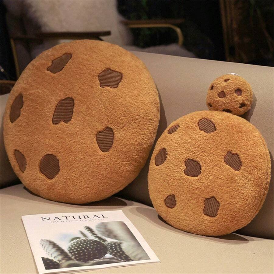 Cookie Pillow Chocolate Chip, Chocolate Chip Cookie Pillow, Food Shaped Pillow Round Soft, For Floor Couch Sofa Cushion Bedroom Decor Gift