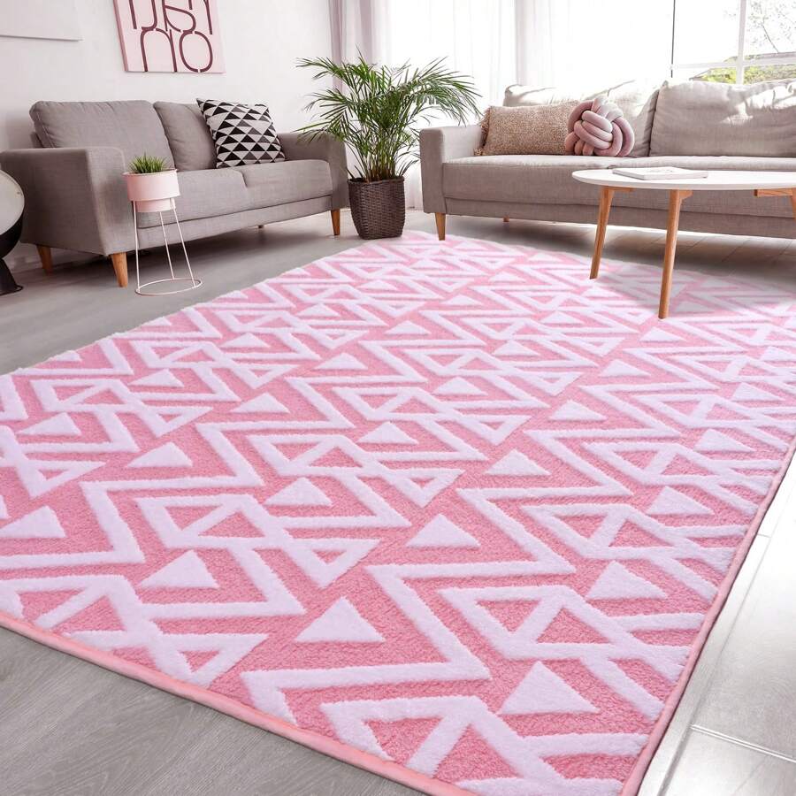 Ultra Soft Shaggy Rugs Memory Foam Bedroom Carpet, Plush Geometric Textured Area Rugs For Living Room Couch Dorm Decor
