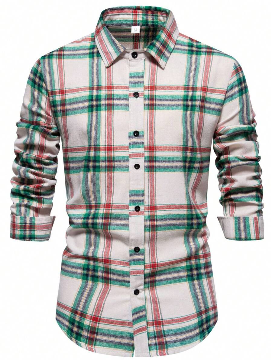 Camisa casual a cuadros para hombres, camisa de manga larga para hombres