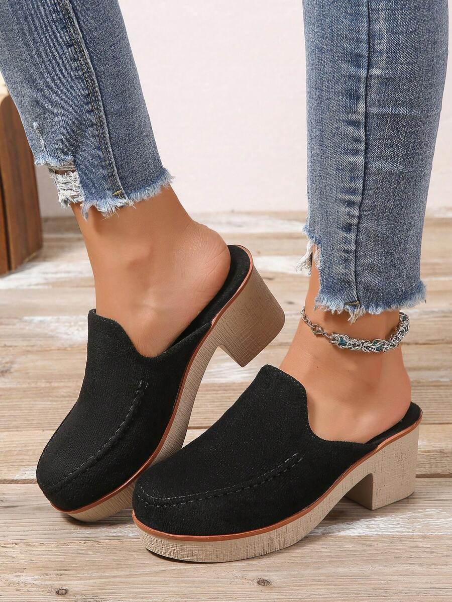 Women Casual High Heel Slingback Closed Toe Shoes