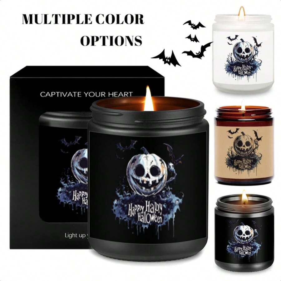 1pc Halloween Decoration Lavender Scented Candle Perfect Gift For Women Men Friends Fall Winter October Cute Dude Pumpkin Orange Party Decor Accessories Scary House Decorative Set Essential Must Have White Elephant Dirty Santa Unique Present