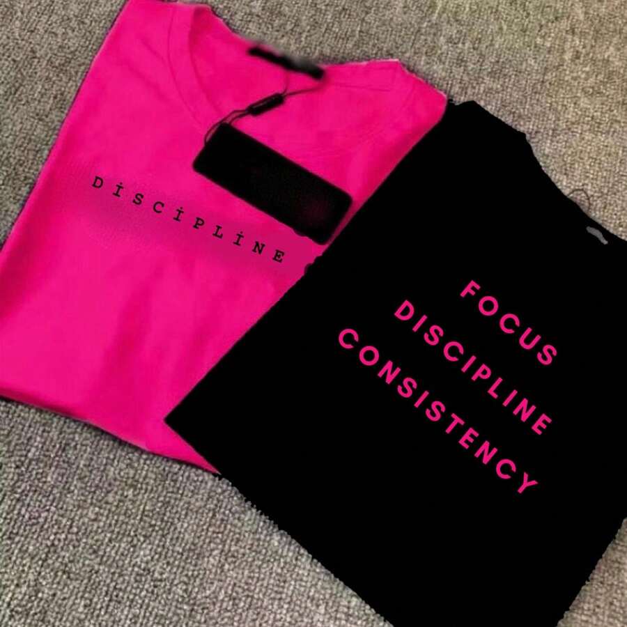 Kit 2 Camisetas Camisa Focus Discipline Estilo Estilosa Várias Cores Inspiração Moda Unissex 100% Algodão