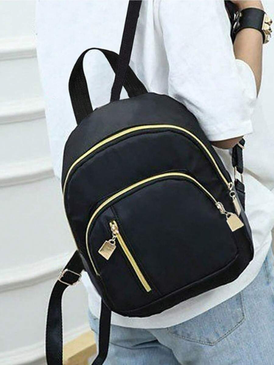Mini Nylon Classic Backpack, Waterproof, Lightweight Simple Zipper School Bag, Back To School Backpack For Graduates, Teen Girls, Freshmen, Sophomores, Juniors And Seniors, College And High School Students, Great For Outdoor, Hiking, Mountaineering, Travel, Sports And Back To School(Random Left And Right Zippers)