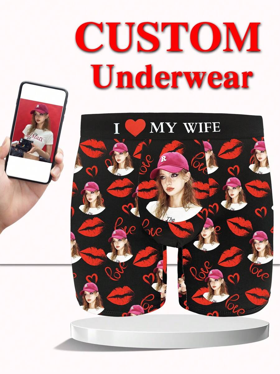 Cuecas boxer personalizadas impressas com estampa para o Dia dos Namorados, com elasticidade e confortáveis, para uso diário, 1 peça Cachorro Adorável, Simples, Engraçado, Confortável, Personalizado, Único, Presente Personalizado Ideal para Homens/Mulheres, Presente ideal para Namorado, Amigos, Quarto, para Casamentos, Feriados, Aniversários