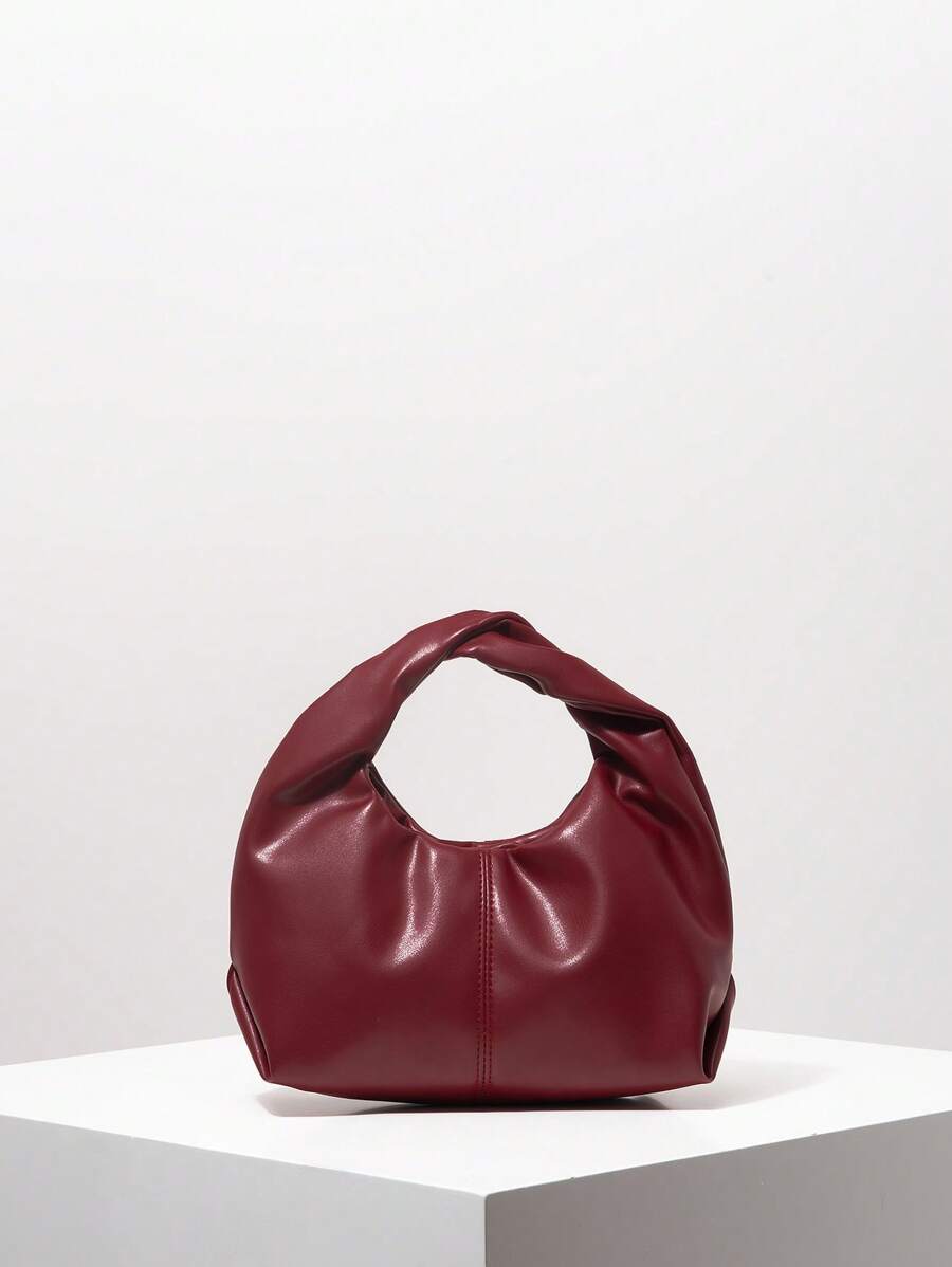 Bolso de asas tipo hobo minimalista Y2K, bolso de viaje de vacaciones para chicas, clutch lindo con un , bolso burdeos