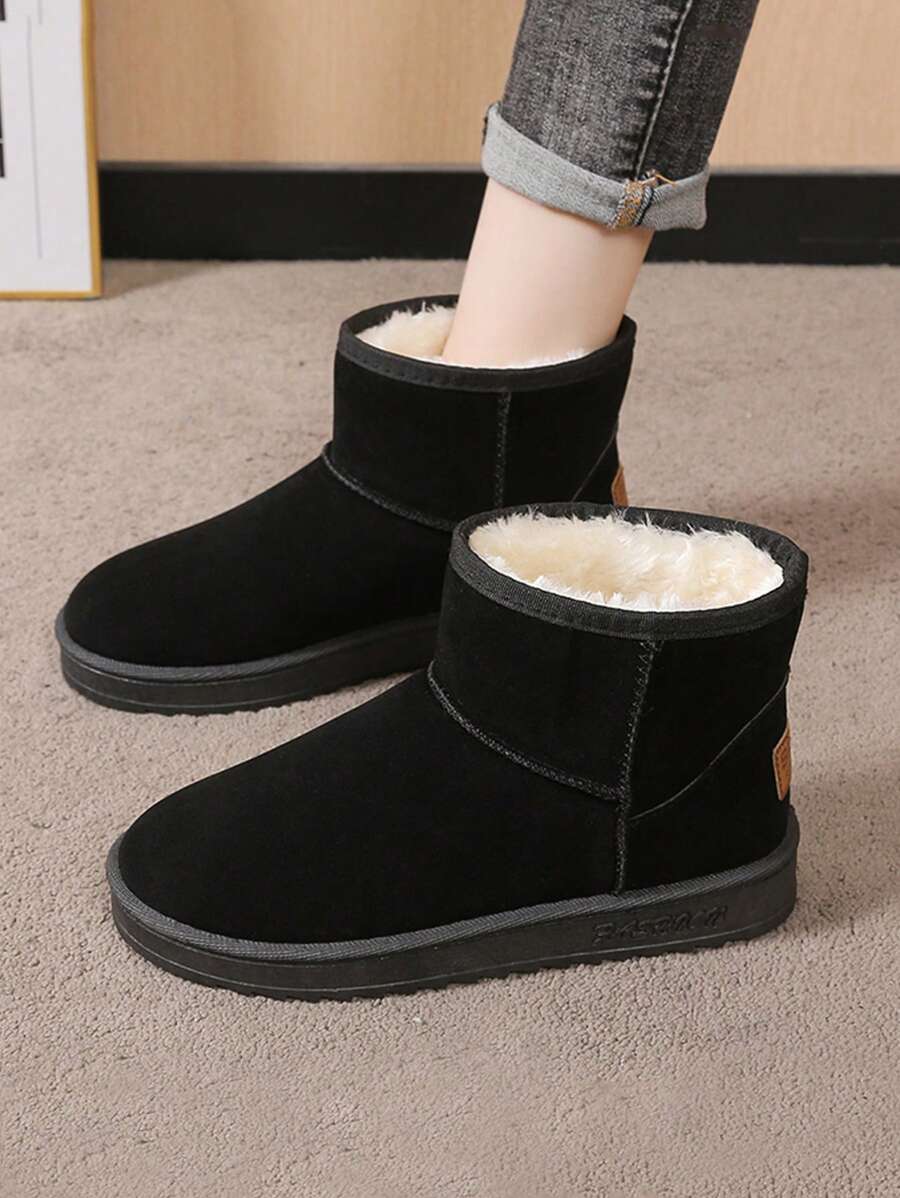Botas de nieve de felpa gruesa, antideslizantes, botas de invierno para mujer, suela gruesa, negro, gris, marrón, casuales, cálidas, cómodas, botas de nieve planas para Navidad, Halloween
