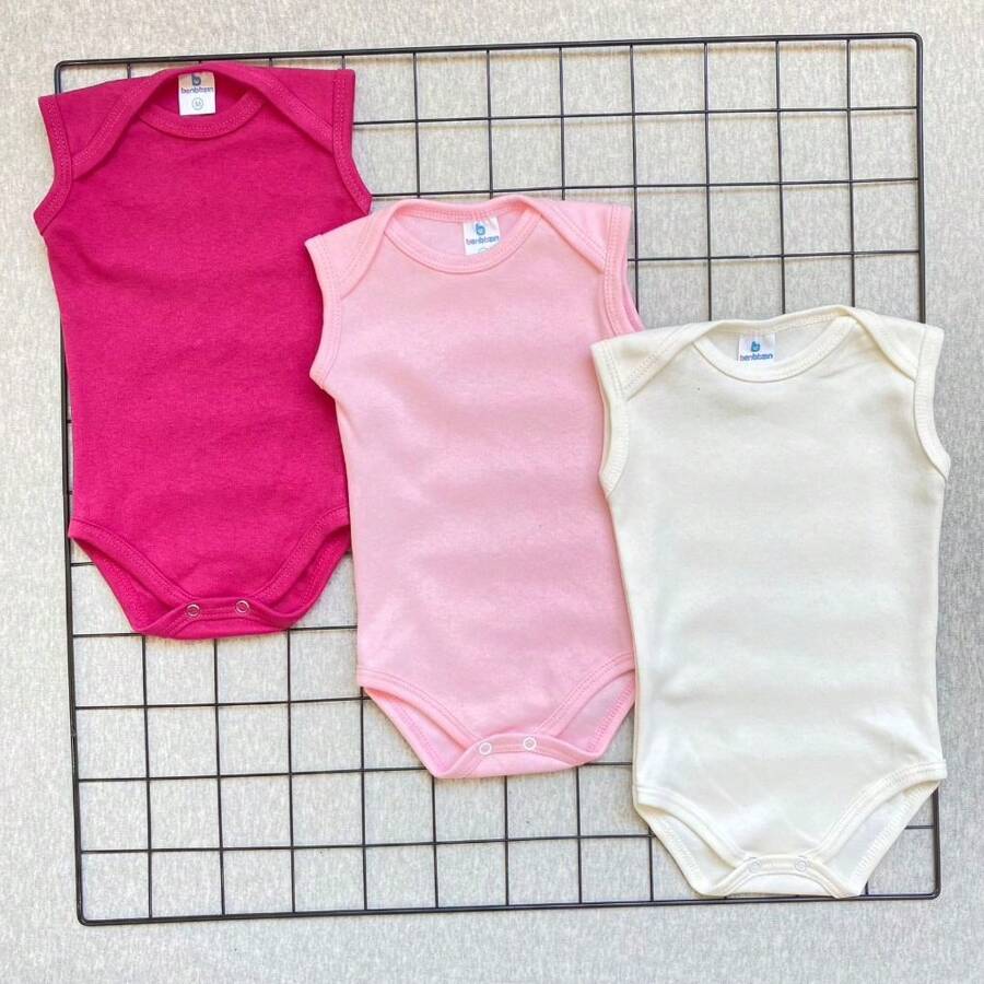 Kit 3 Body de Bebê Infantil Regata Verão 100% Algodão