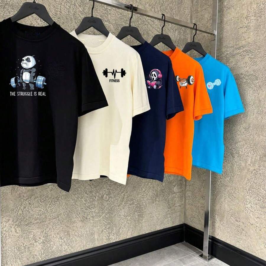 Kit 5 Camiseta Camisa Fitness Estilo Estilosa Várias Cores Inspiração Moda Unissex 100% Algodão
