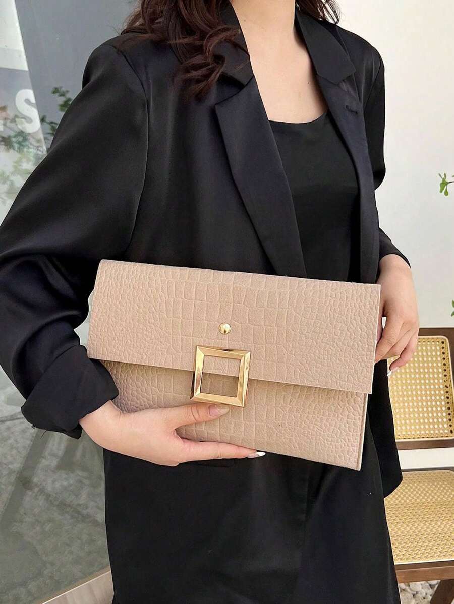 Bolso tipo sobre de diseño exclusivo de moda con estampado de piel de caimán, bolso de mano retro para mujer