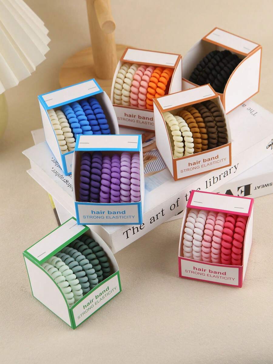 6/1pc Women Multi-Color Simple & Durable Matte Spiral Hair Scrunchies High Elasticity Ponytail Holders Hair Accessories Hair Ties Hair Rope