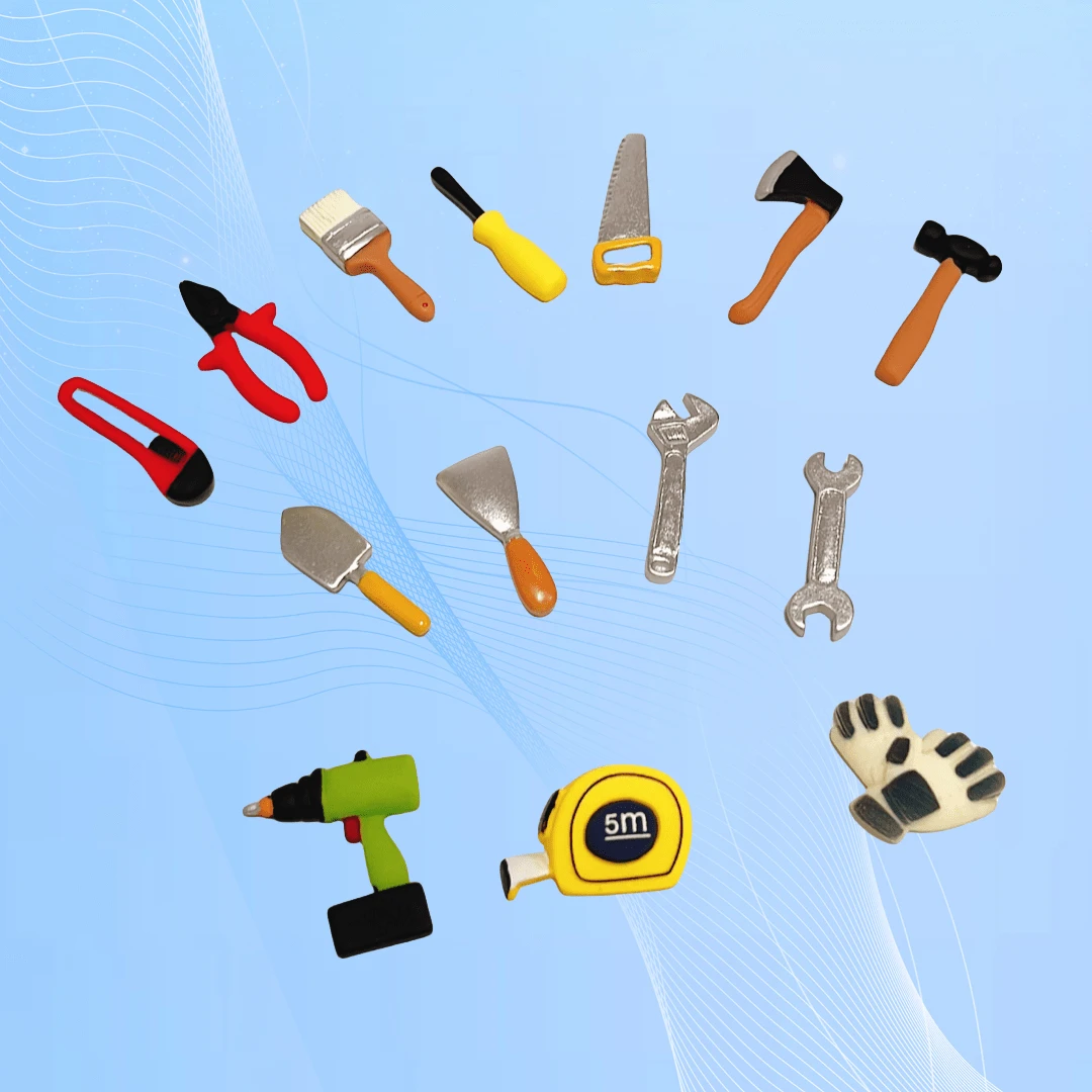Miniaturowy domek dla lalek Miniaturowe narzędzie do naprawy Model skrzynki narzędziowej Żywiczne akcesoria Replika szczypiec i nóż, akcesoria do domku dla lalek, materiały DIY, telefon komórkowy DIY wystrój, dekoracja sceny, mini ozdoba na biurko