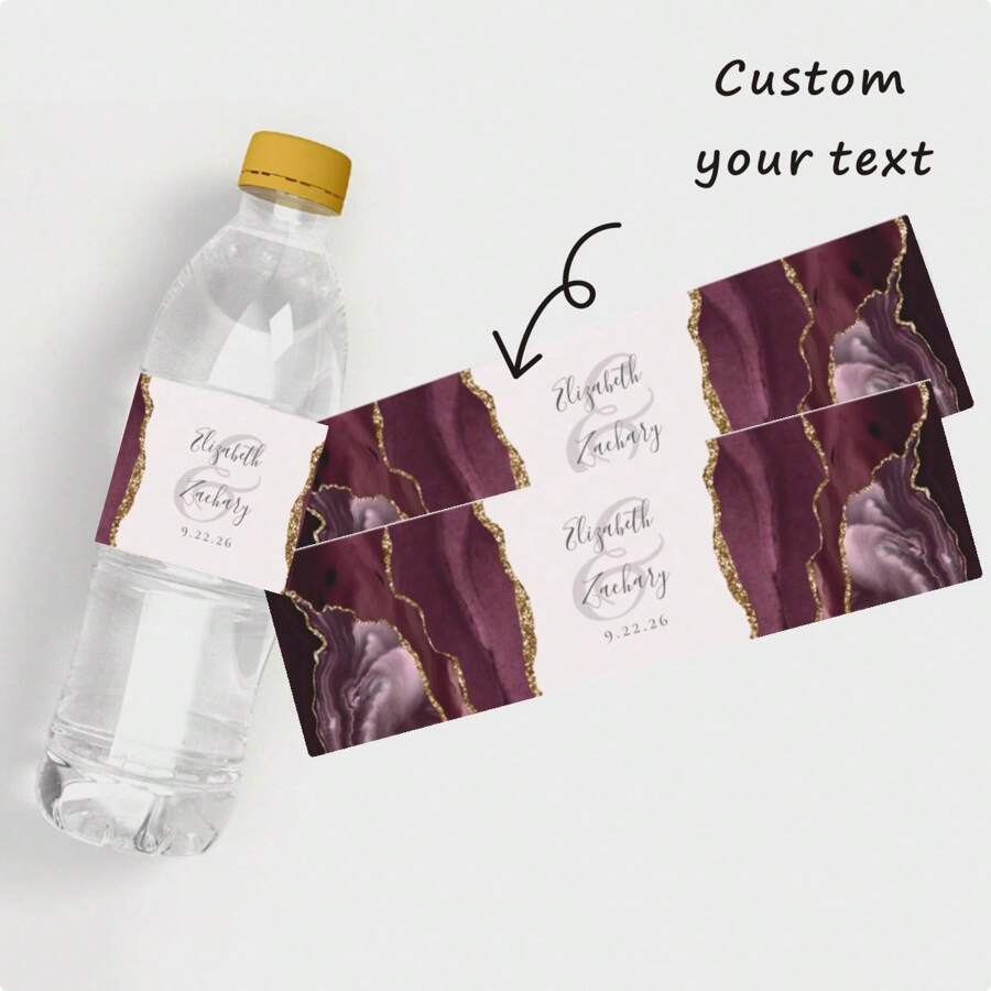 30 Pcs Custom Water Bottle Labels Stickers Self Adhesive Candy Wrap Bridal Shower Decor Personalized Text