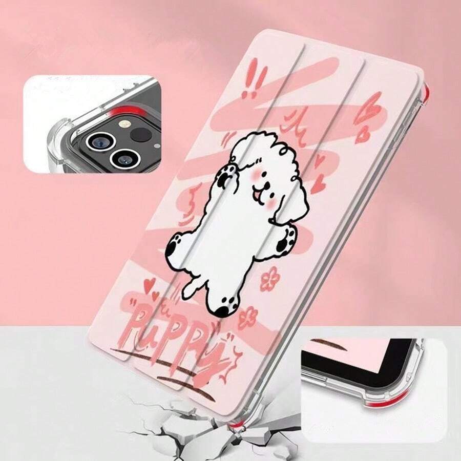 Custodia per iPad 10.2 pollici per iPad 9a/7a/8a generazione, con cane Corgi carino, in TPU trasparente con supporto pieghevole, porta-penna, compatibile con iPad 5a generazione, iPad Air 3, risveglio/sonno automatico, antiurto e protettiva per iPad 10a generazione