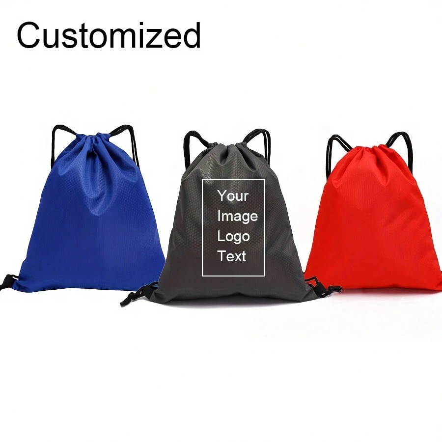 Mochila esportiva personalizada com cordão, adequada para equipe, família, festa, personalização de presente de Natal, bolsa de armazenamento à prova d'água para futebol, basquete