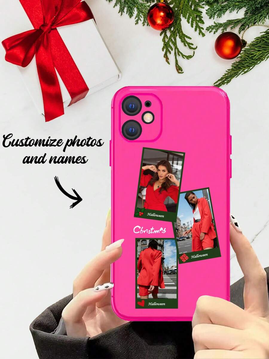 1pc Customized Christmas Fluorescent Shell Mobile Phone Case Compatible With Apple 16 15 14 13 12 11promax