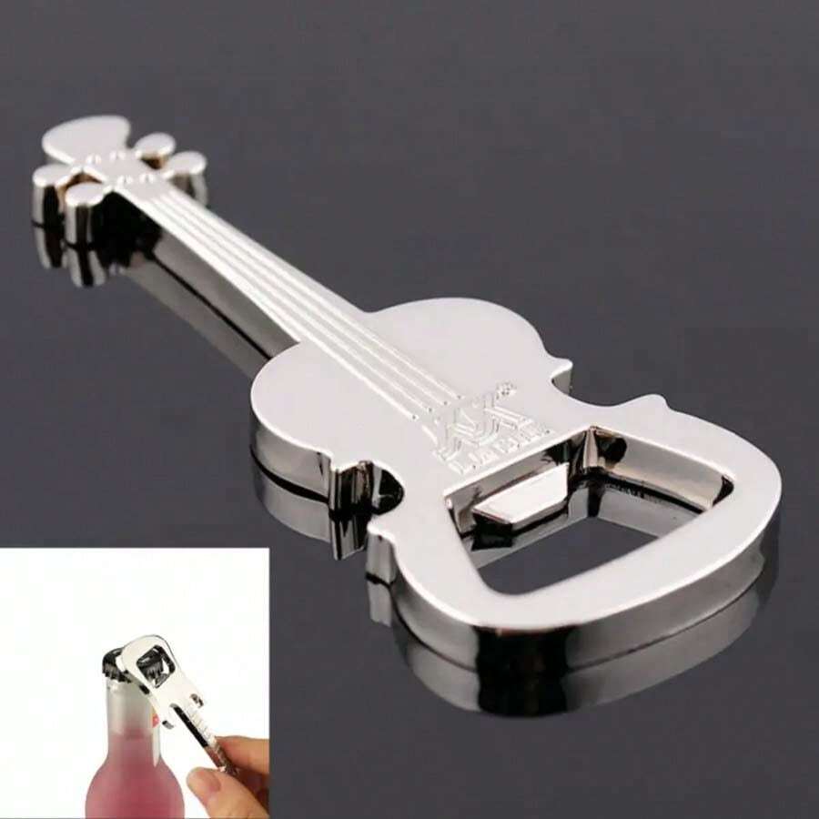1pc,KTV,Bar, Hotel, Restaurant, Creative Bottle Opener,Violin, Guitar Shape Zinc Alloy Bottle Opener For Beer, Wine, And Juice - Perfect Kitchen Gadget For Opening Bottles With Ease, For Outdoor, Camping, Gift For Father