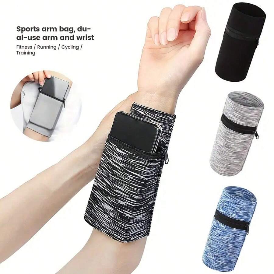 1 Stück leichtes Reißverschluss Lauf-Täschchen: Handgelenktasche für Handy, Schlüssel und Karten - perfekt für Gym, Fitnessaktivitäten, Sport und Radfahren!