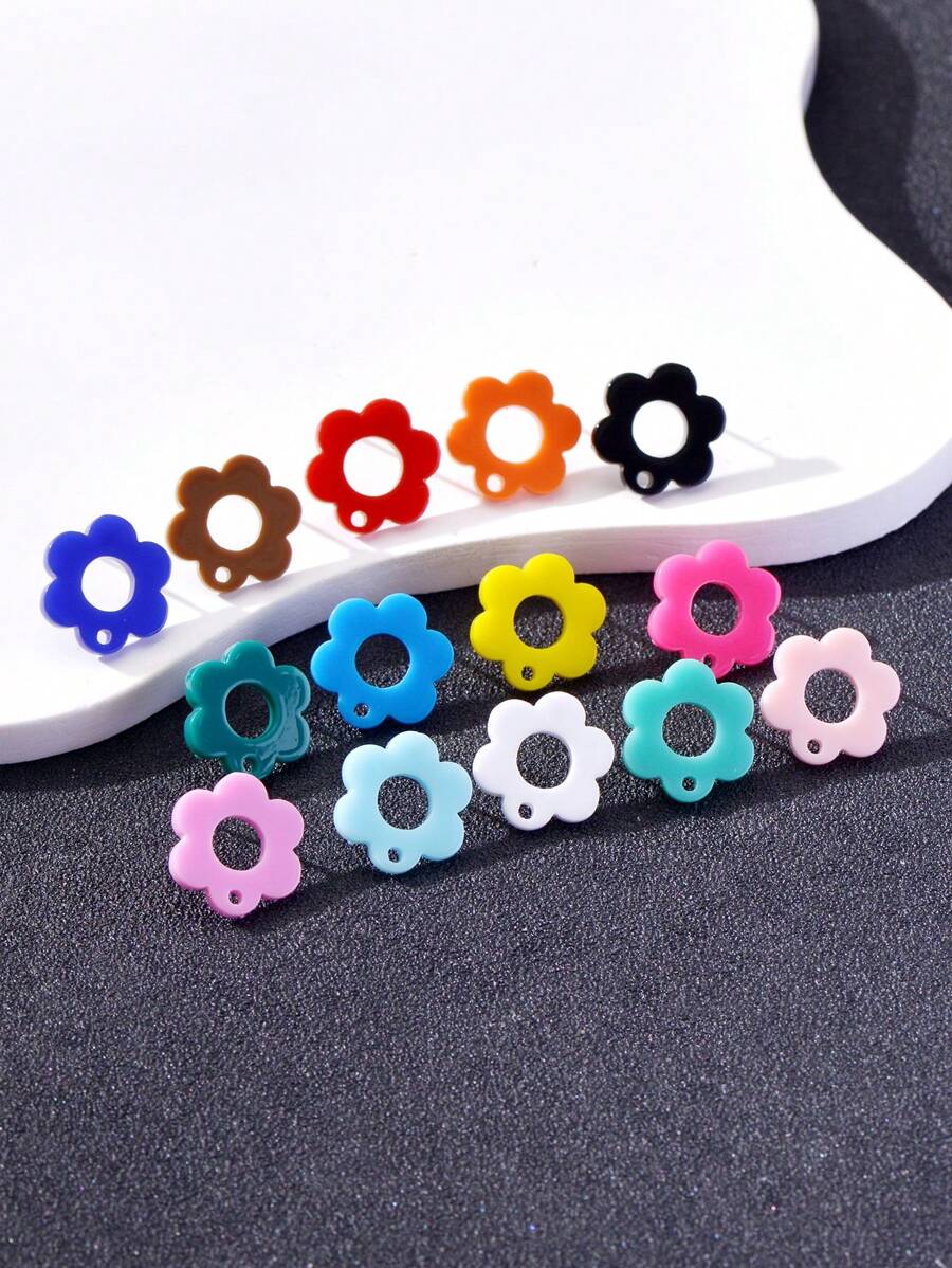 20pcs Plum Blossom Shaped Acrylic Stud Earrings For Women DIY Jewelry Making Earring Components Accessories