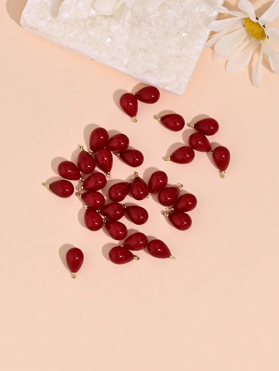 30pcs Elegant Minimalist Faux Pearl Water Drop Shaped Pendant Accessories, Handmade DIY Earrings, Necklaces, Beading Supplies