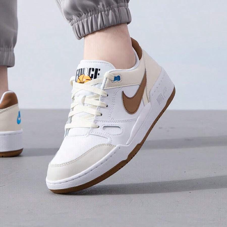 Nike Full Force Low Casual Sneakers - Men's, Comfortable, Versatile, Cushioned, Low-Top, Brown/White/Tan, HJ3485-121