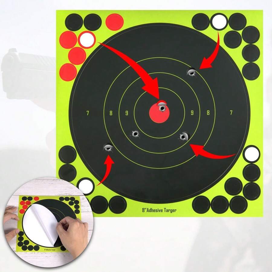 Pegatinas fluorescentes verdes para práctica de tiro con armas, flechas y dardos