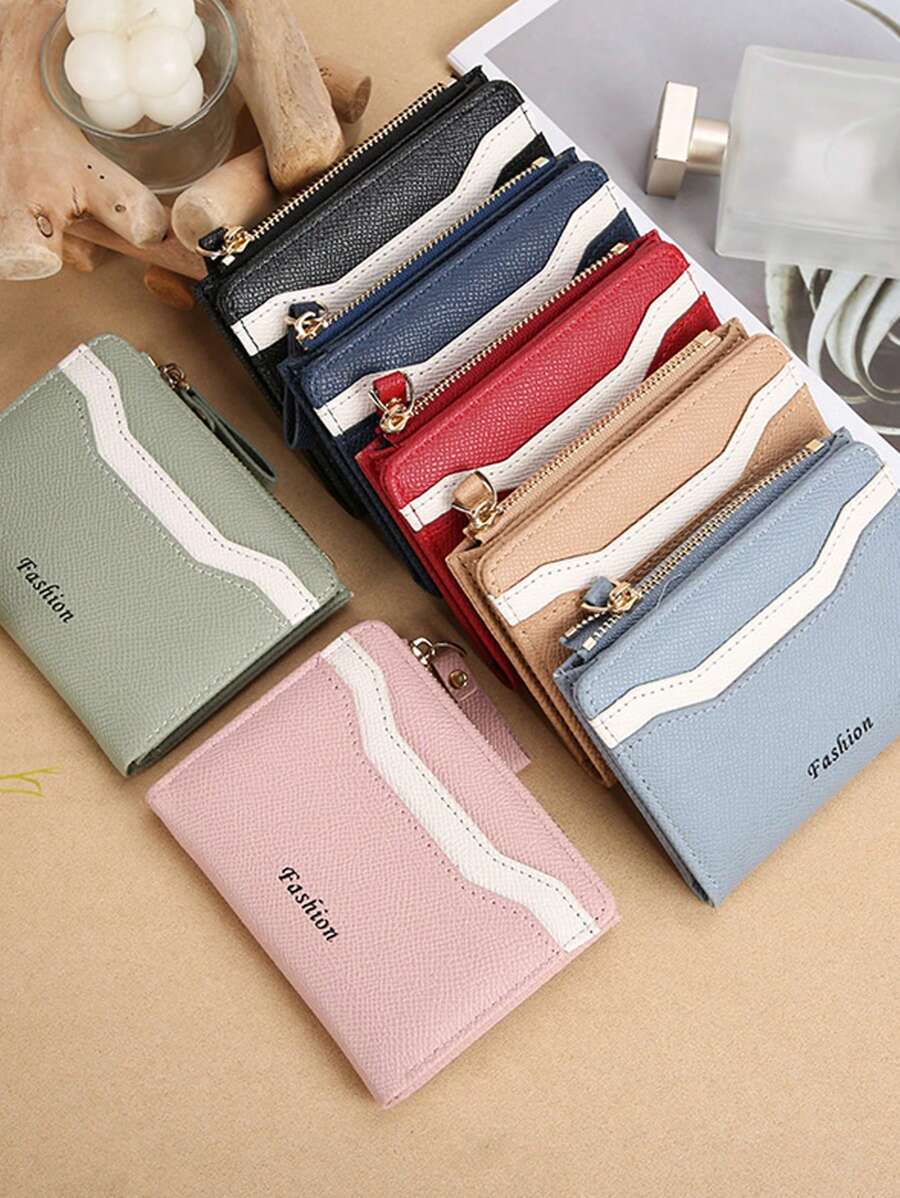 Minimalist Zipper Wallet High-End Women's Wallet Fashionable PU Patchwork Card Holder Compact Zipper Wallet Suitable As Gift For Women Wallet Mini Wallet Purse Wallet Small Wallet Cute Wallet Wallet